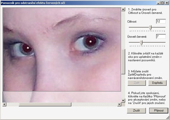 Upravy červených očí